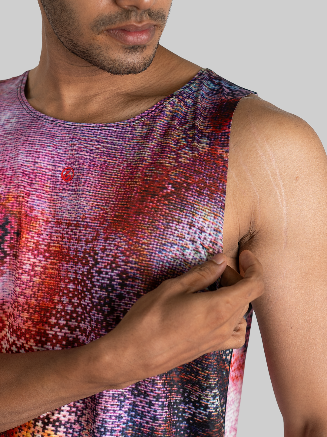 Mosaic Run Tank - Red (Men)