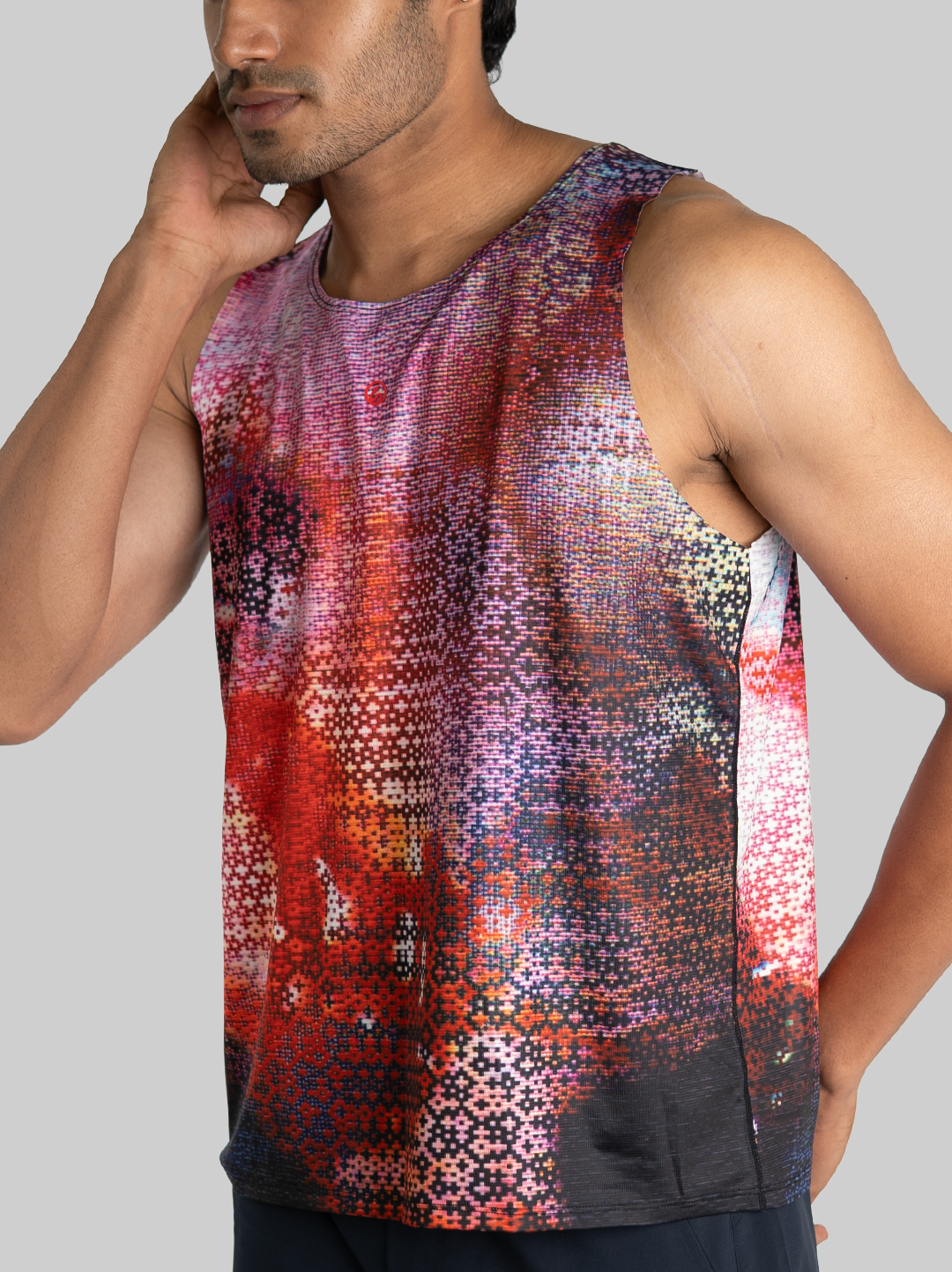 Mosaic Run Tank - Red (Men)