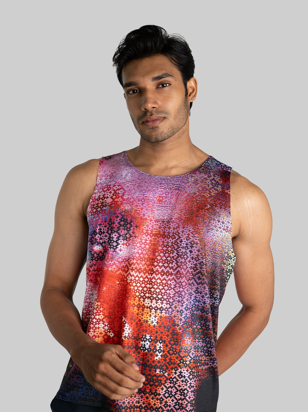 Mosaic Run Tank - Red (Men)