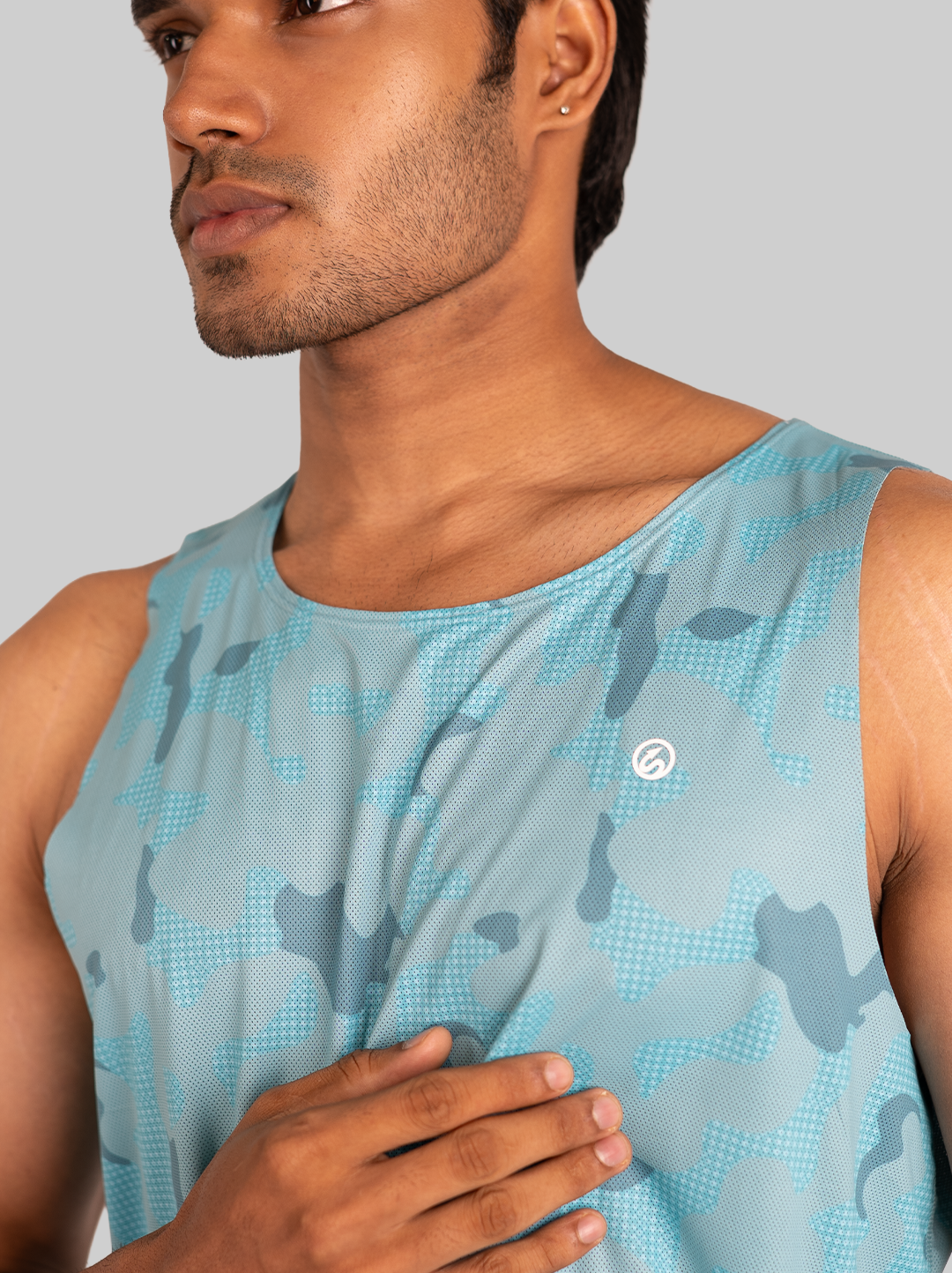 Mosaic Run Tank - Blue (Men)