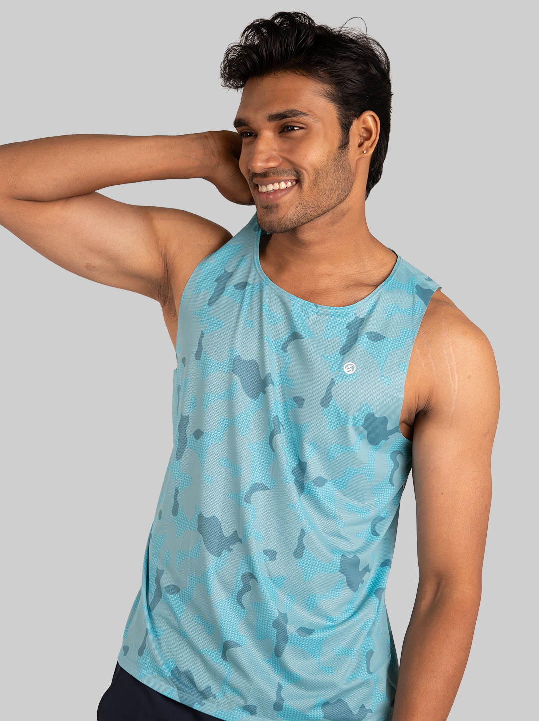 Mosaic Run Tank - Blue (Men)