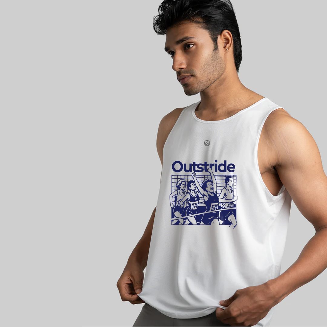 Flex Fit Run Tank - Men ( White-Graphics )