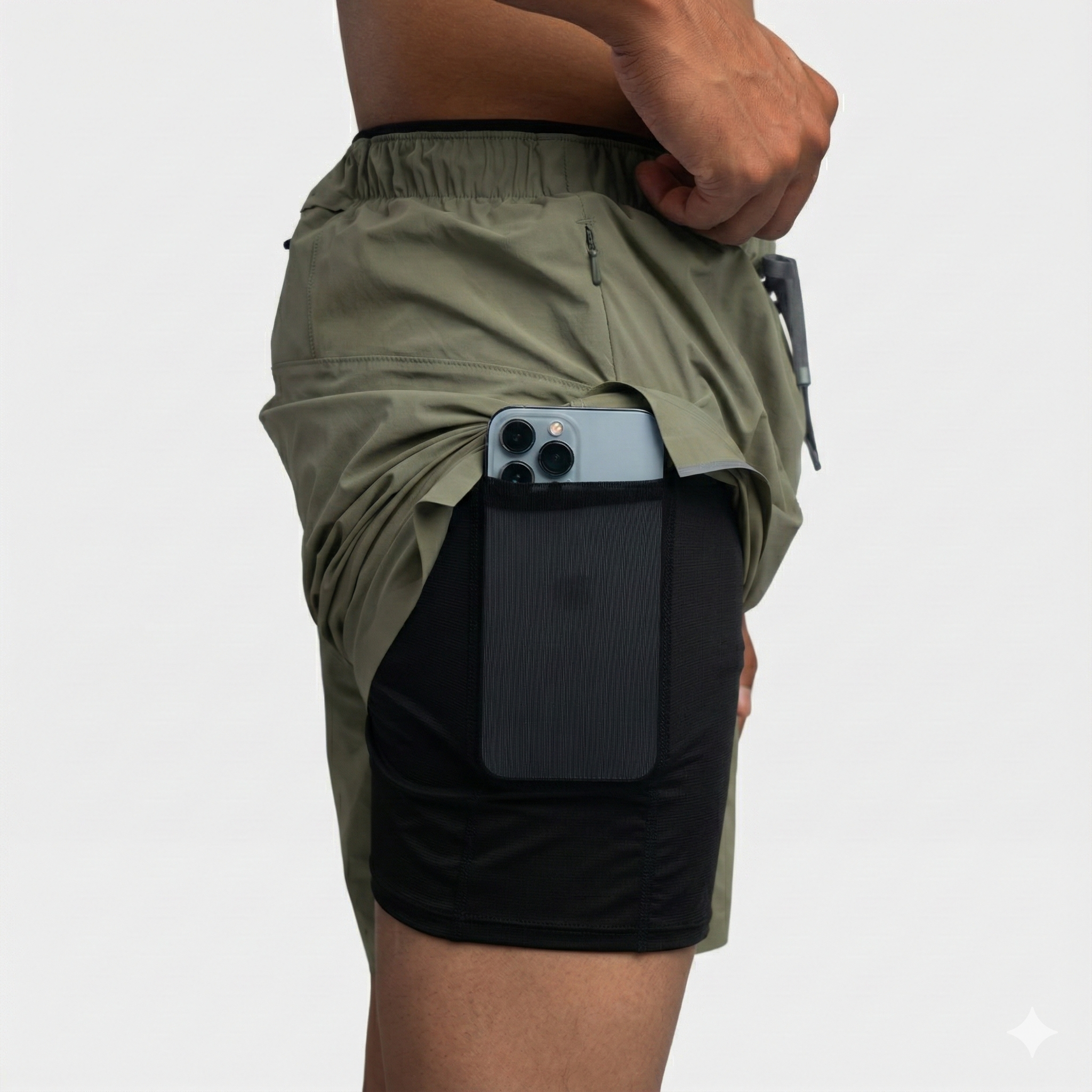 Bare Motion Shorts - 4 Pockets (Olive Green)